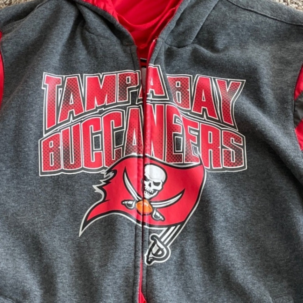 Reversible Tampa Bay Buccaneers NFL Hooded Jacket Full Zip Red Football Mens - Picture 9 of 12